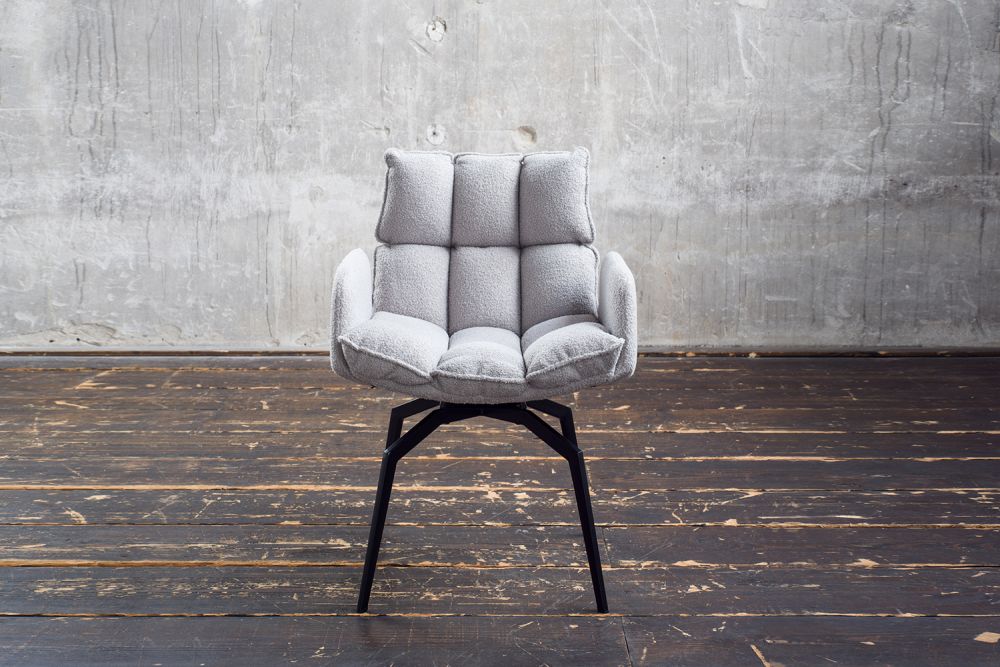 KAWOLA silla de comedor BARO silla giratoria con reposabrazos tela gris