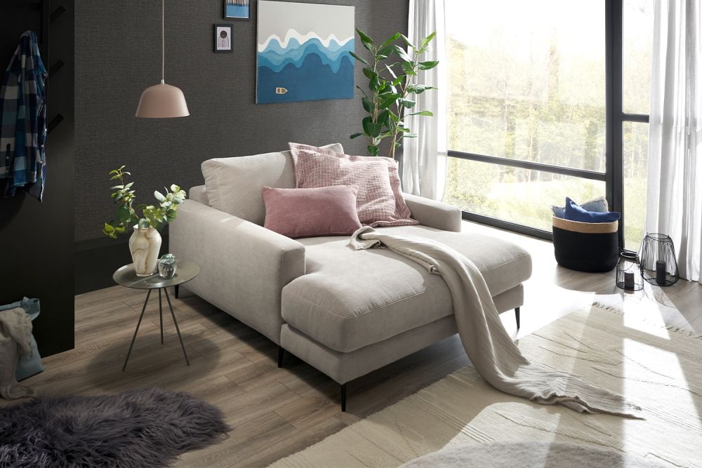 KAWOLA Chaise longue CARA pana fina beige