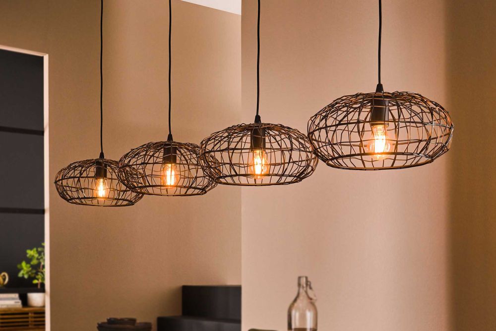Lámpara colgante KAWOLA Lámpara colgante LIMEIRA 4 luces metal negro