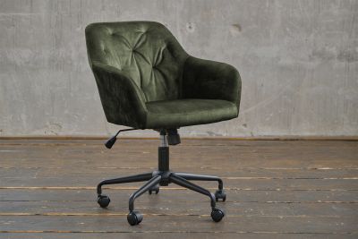 Silla de oficina KAWOLA Silla de escritorio KAYA Terciopelo verde musgo