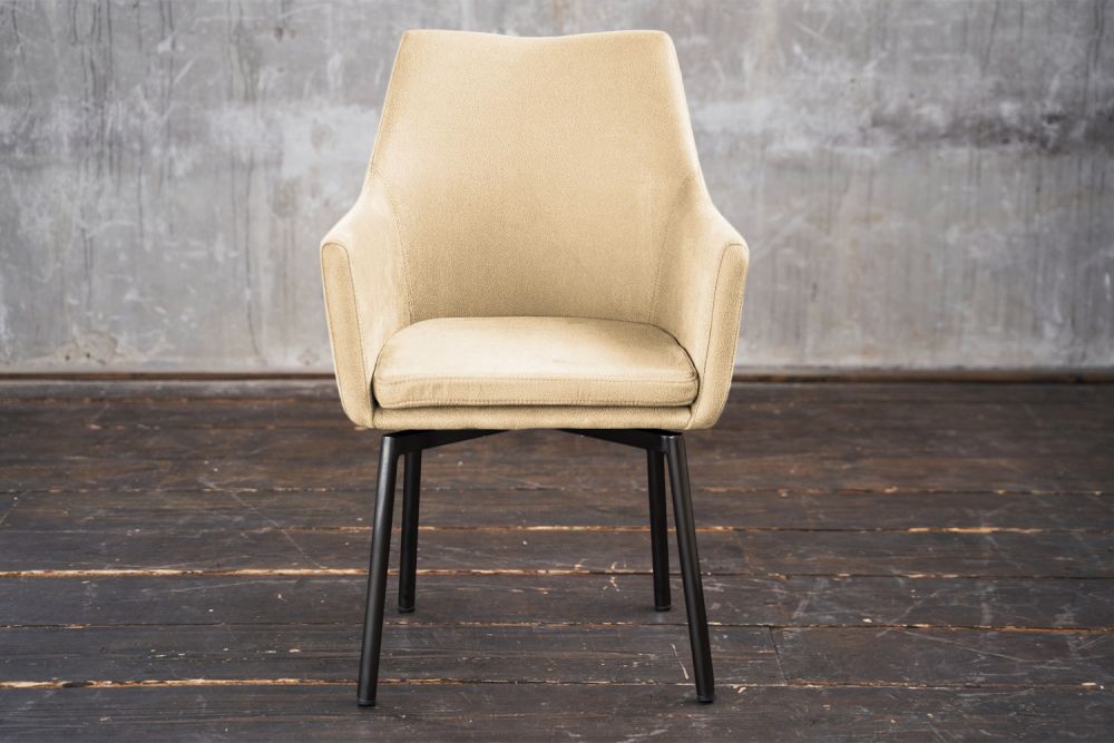 B-Ware KAWOLA silla Cali sillón microfibra silla de comedor crema pies negro mate