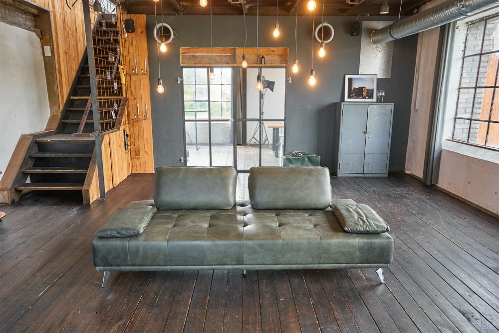 KAWOLA Sofá WIOLO Sofá cama Daybed cuero verde musgo