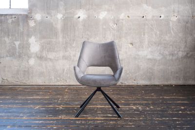 KAWOLA silla de comedor VELO silla giratoria tela gris
