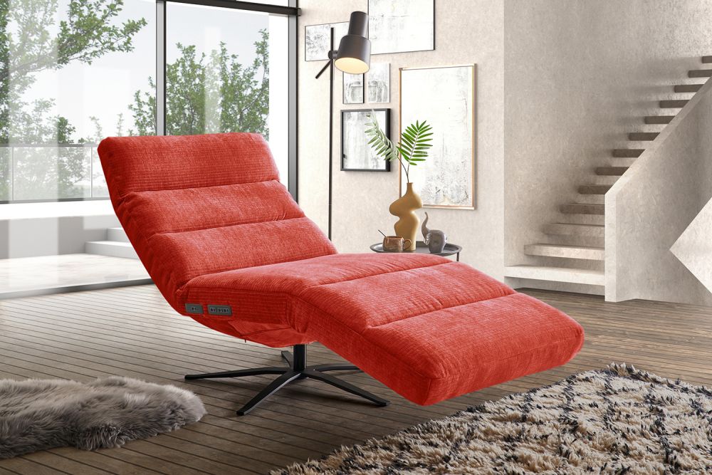 Sillón de descanso KAWOLA ALINA pana motorizada rojo vintage