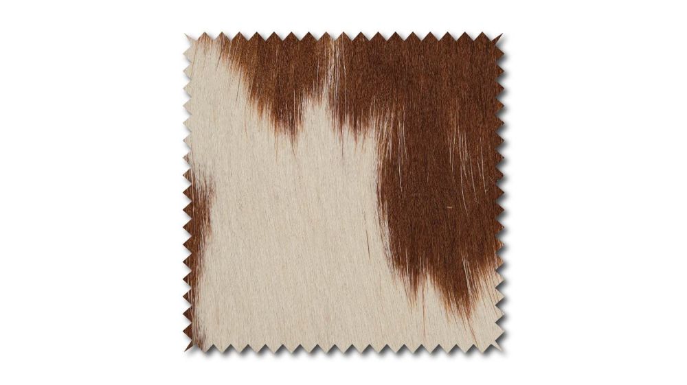 KAWOLA muestra de tela de cuero de vaca blanco y marrón 10x10cm
