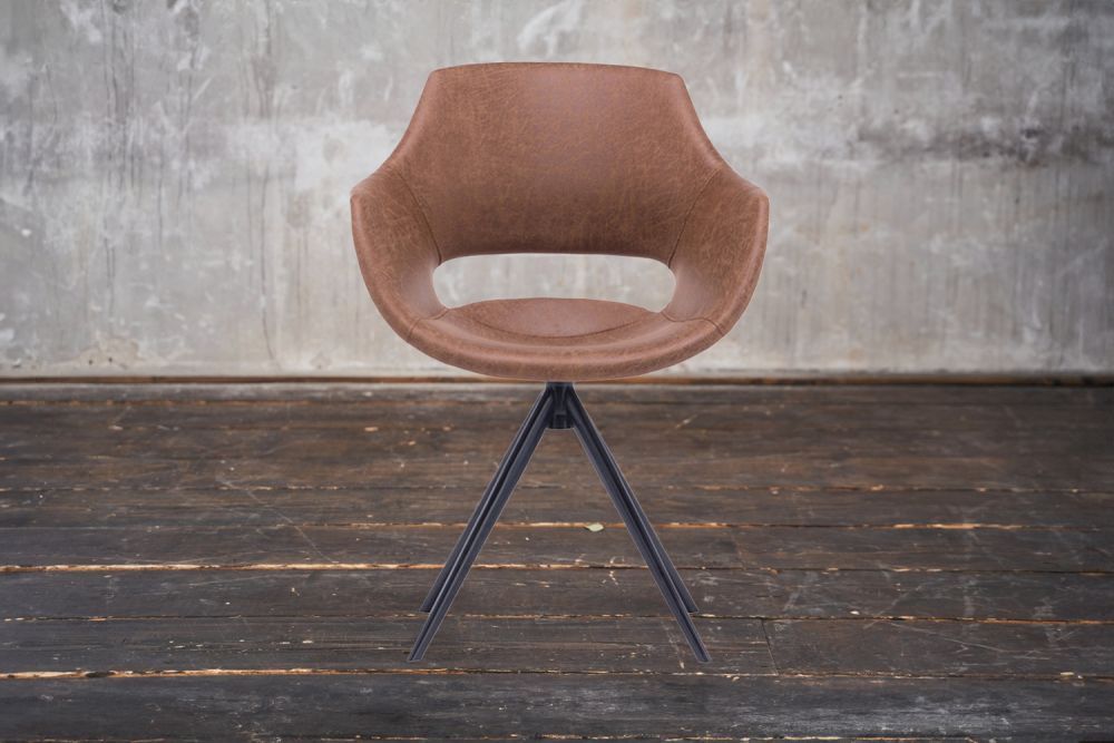 KAWOLA silla ZAJA silla de comedor microfibra giratoria vintage coñac