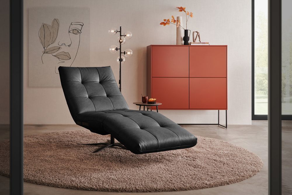 KAWOLA Sillón de descanso LETICIA cuero motorizado negro