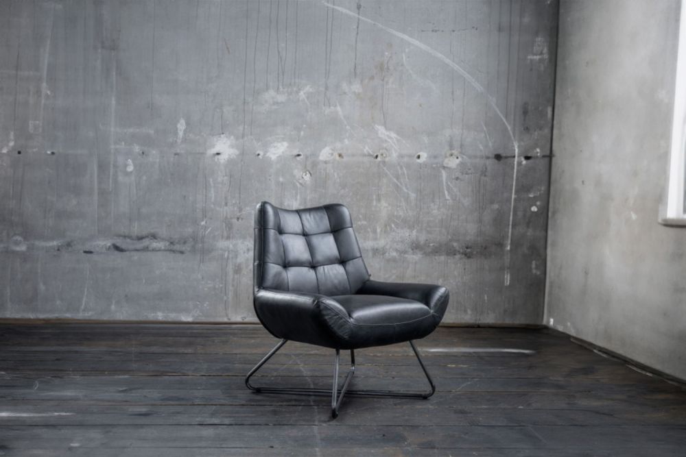 KAWOLA sillón Snooze cuero negro (W/L/H): 82x93x76cm