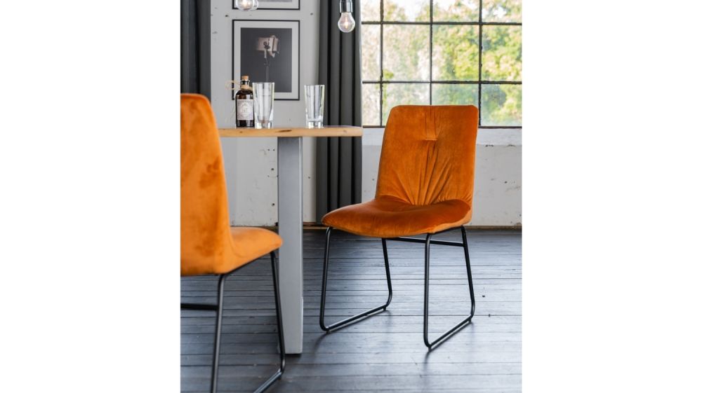 2.ª oportunidad Silla KAWOLA Silla de comedor ZITA Terciopelo naranja