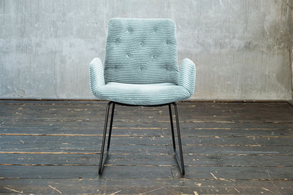 KAWOLA NUEVA SILLA DE COMEDOR CHARME PANA AZUL CLARO