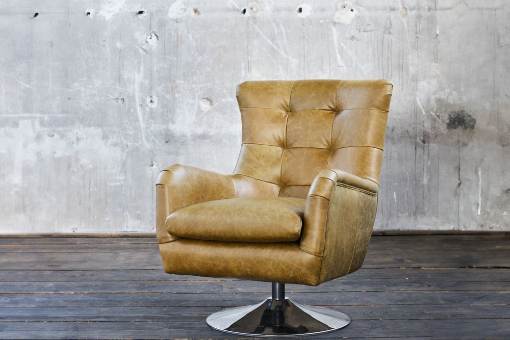 KAWOLA sillón Relexa cuero verde oliva A/A/P: 69x77x95cm
