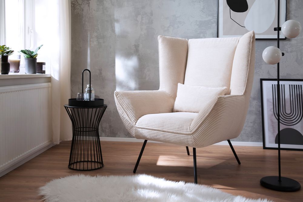KAWOLA sillón IVA reclinable pana crema blanco