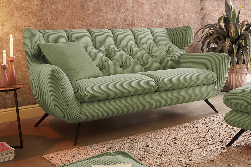 KAWOLA Sofá CHARME Pana verde oliva