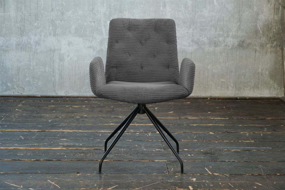 KAWOLA silla NEW CHARME silla giratoria silla de comedor pana gris