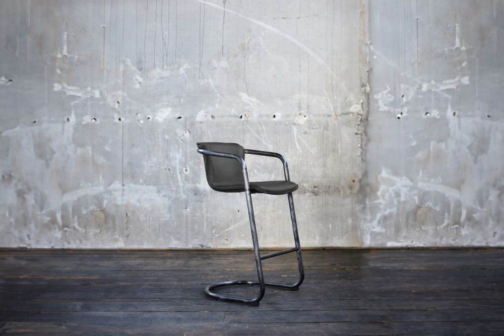 KAWOLA taburete de bar Trivia taburete de bar de cuero gris A/A/P: 51x102x62cm