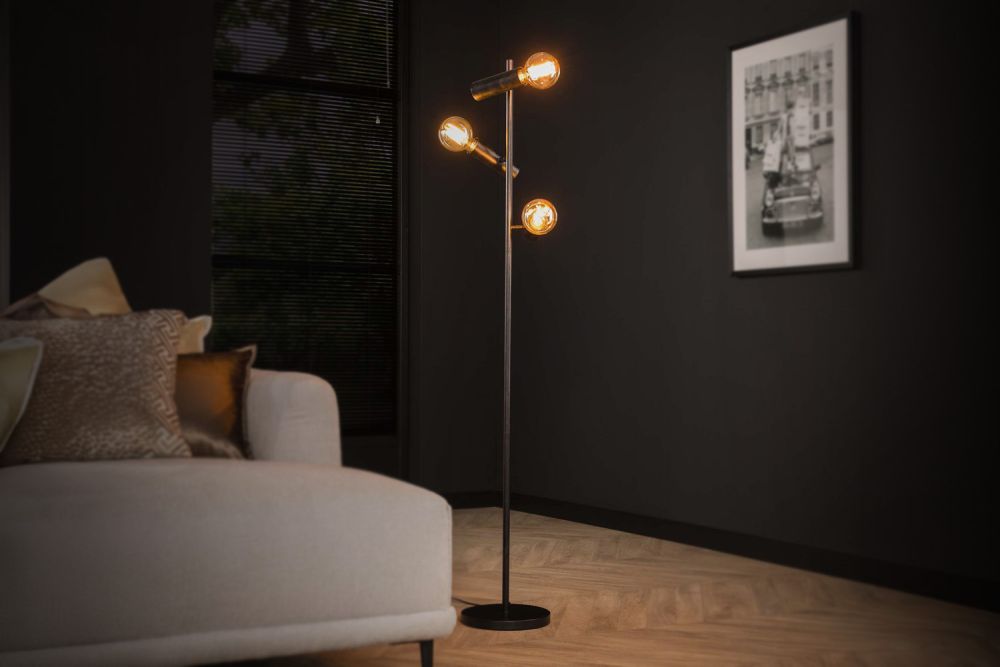 KAWOLA Lámpara de pie HAORA Lámpara de pie 3 luces metal negro