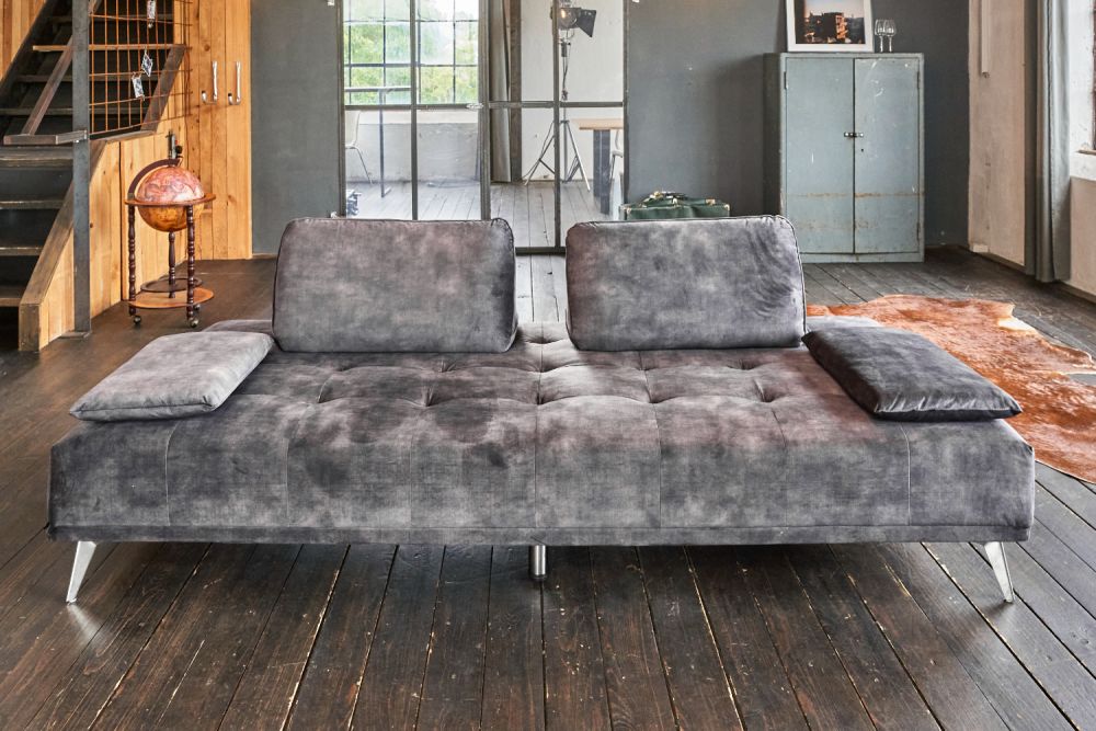 KAWOLA Sofá WIOLO Sofá cama Daybed terciopelo antracita
