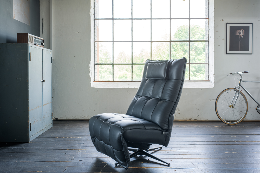 KAWOLA MIKO sillón reclinable giratorio cuero negro
