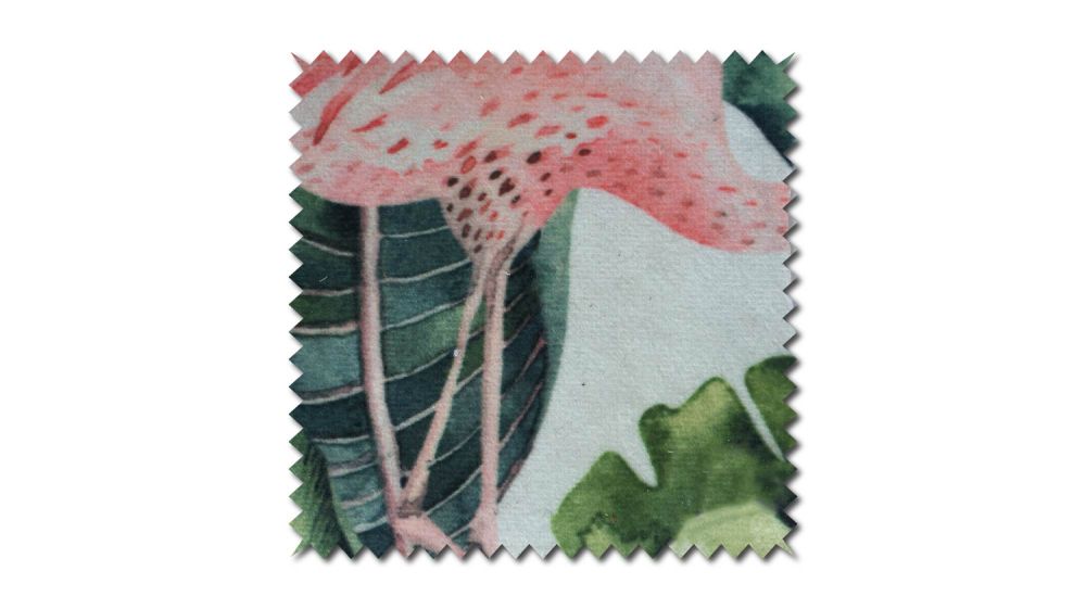 KAWOLA patrón de tela Terciopelo Flamingo 10x10cm