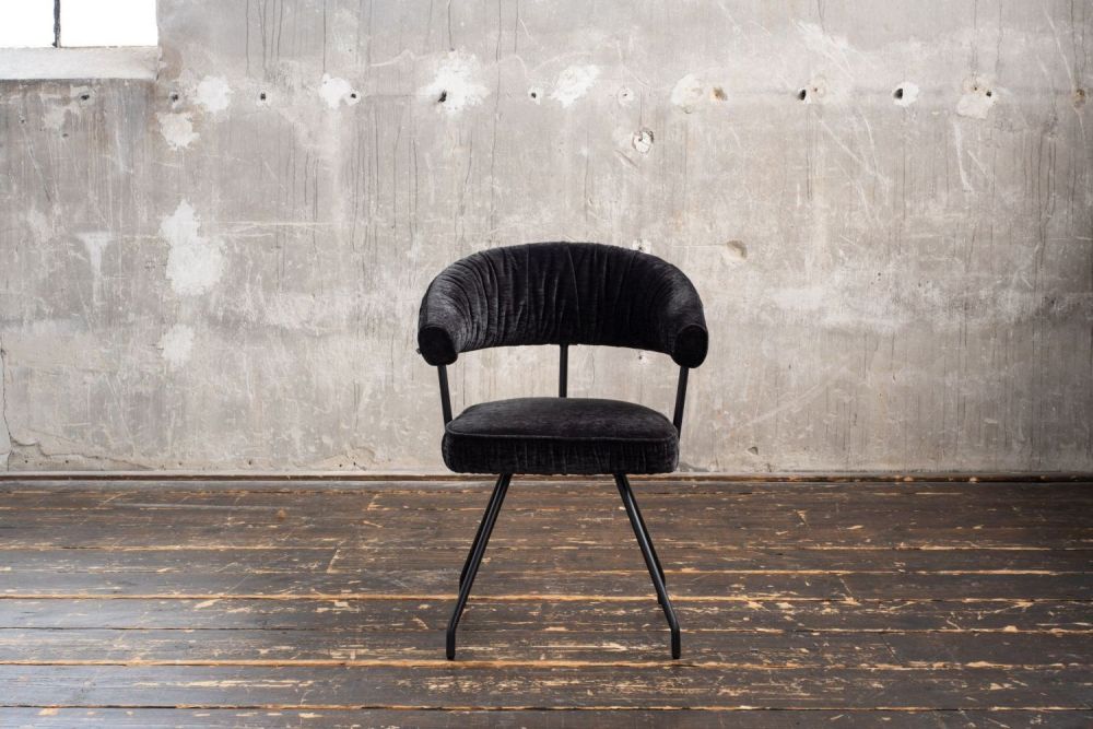 KAWOLA silla RUNA silla de comedor tela negro