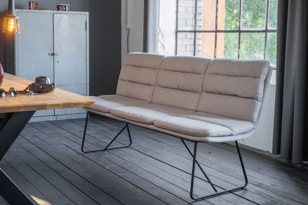 KAWOLA banco de comedor Vince banco de mesa de comedor microfibra gris claro