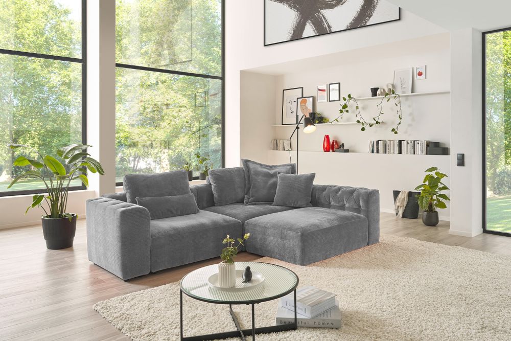 KAWOLA Sofá SEPHI Sofá modular 2 panas Gris vintage