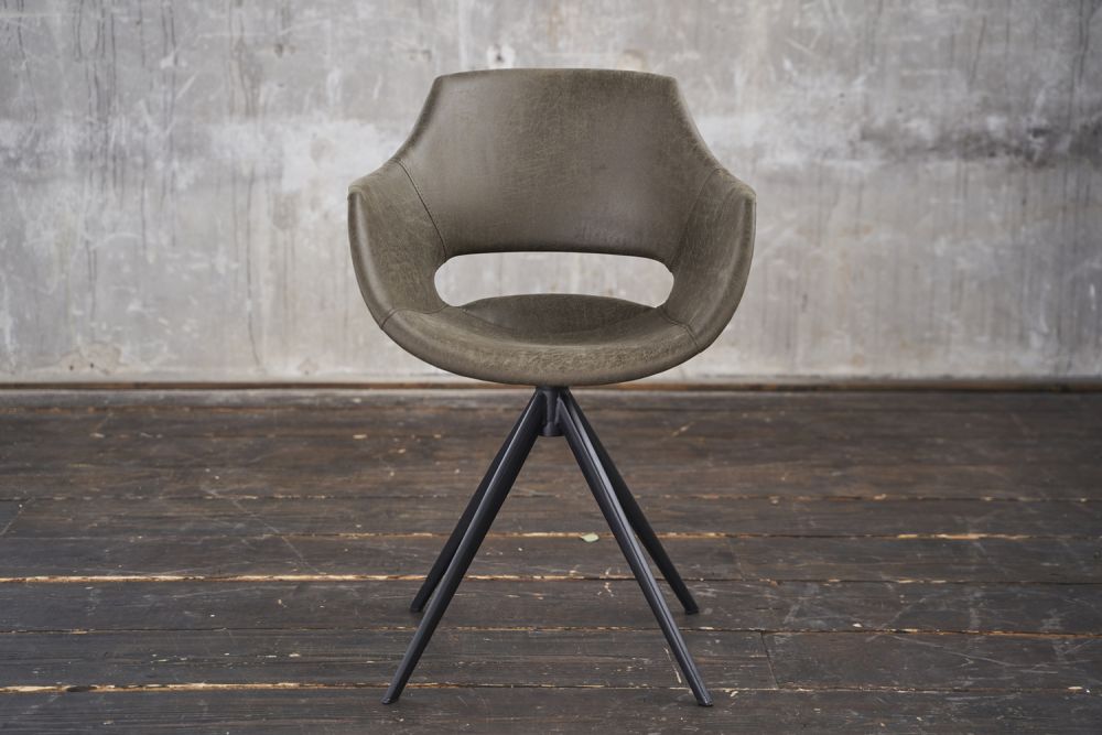 KAWOLA silla ZAJA silla de comedor microfibra giratoria vintage oliva