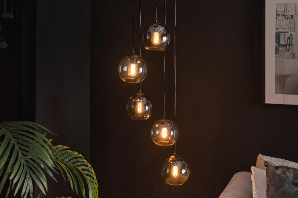 KAWOLA lámpara colgante KAIRO lámpara colgante 5 luces cristal transparente/negro