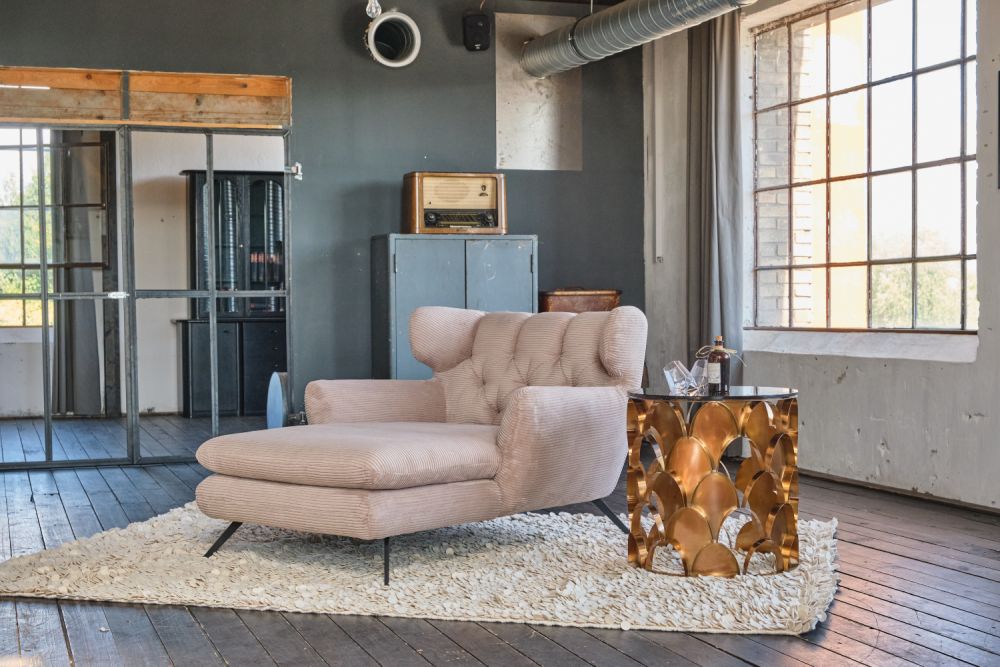 KAWOLA Chaise longue CHARME Cord taupe