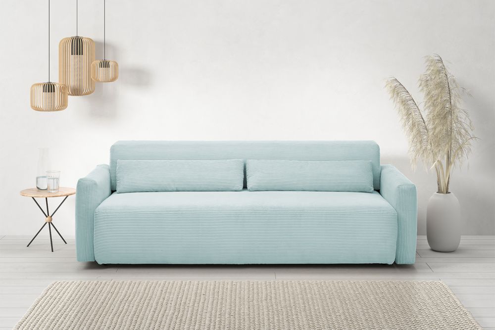 KAWOLA Sofa NEO Sofa cama Pana azul claro