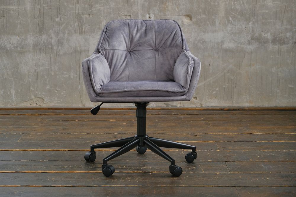 KAWOLA TERRY silla de oficina Silla de escritorio gris terciopelo