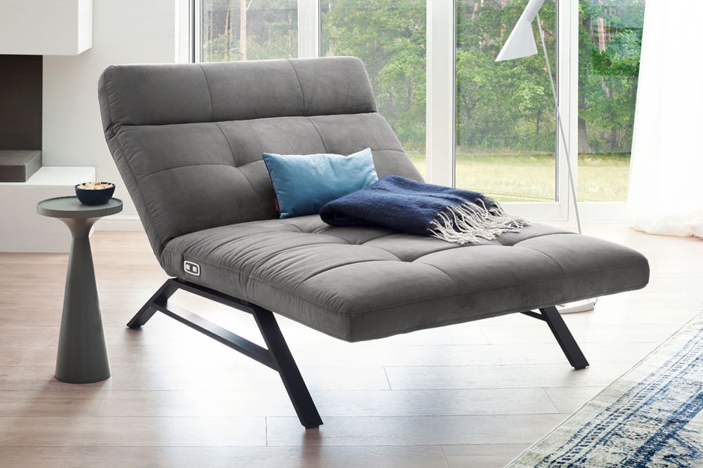 KAWOLA Tumbona doble AMERIVA Sillón de descanso Maxi Terciopelo gris