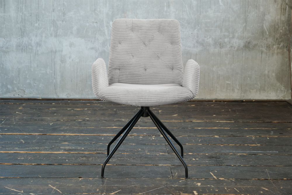 KAWOLA silla NEW CHARME silla giratoria silla de comedor pana gris claro