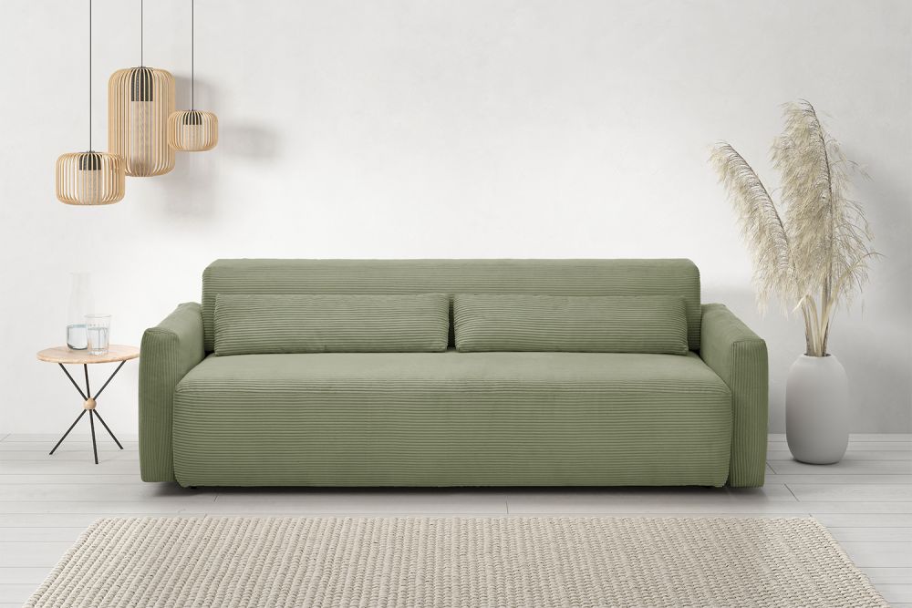KAWOLA Sofá cama NEO Sofá cama Pana verde oliva