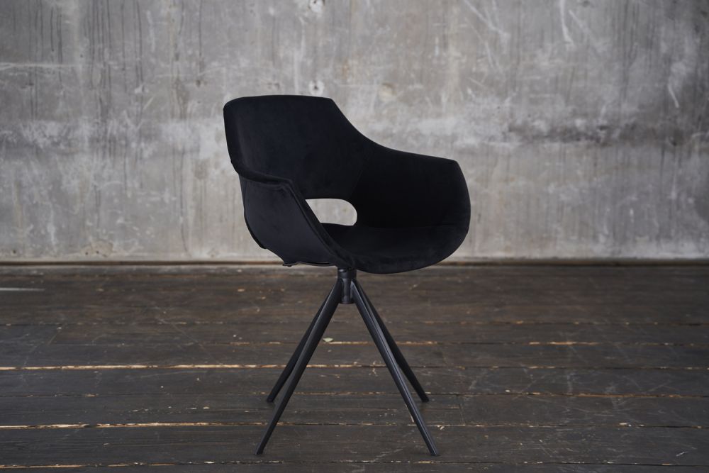 2.ª oportunidad KAWOLA silla ZAJA silla de comedor giratoria terciopelo negro
