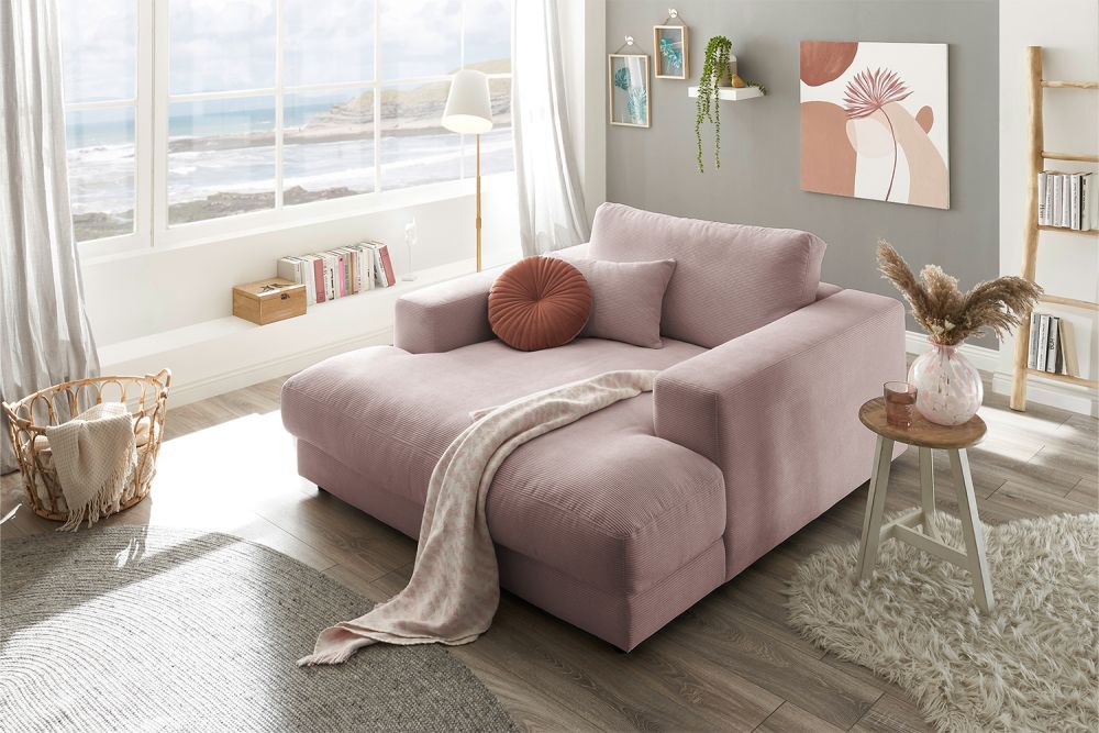 KAWOLA Chaise longue MADELINE pana fina rosa