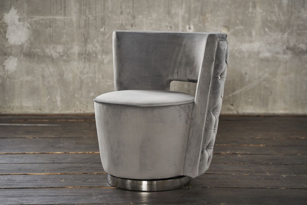 KAWOLA sillón SENSO tejido Terciopelo gris plateado