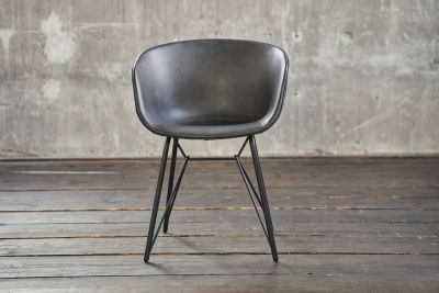 KAWOLA DANI silla de comedor de cuatro patas de piel sintética gris