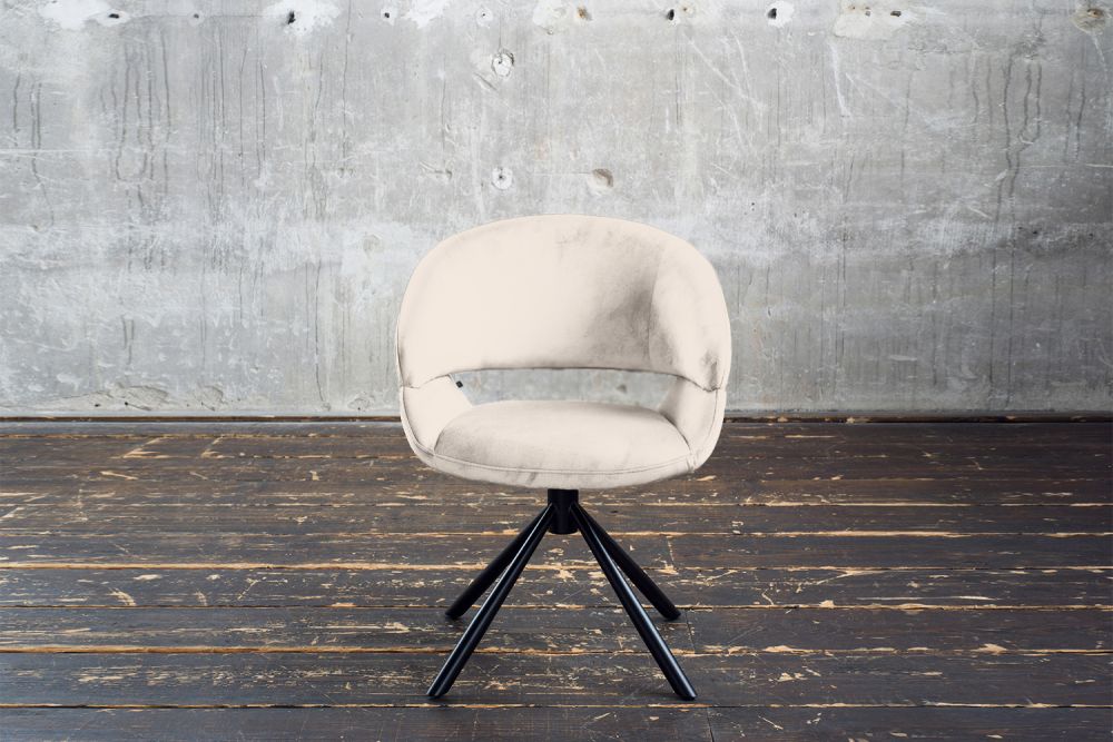 KAWOLA silla de comedor LARA silla giratoria Terciopelo crema blanco