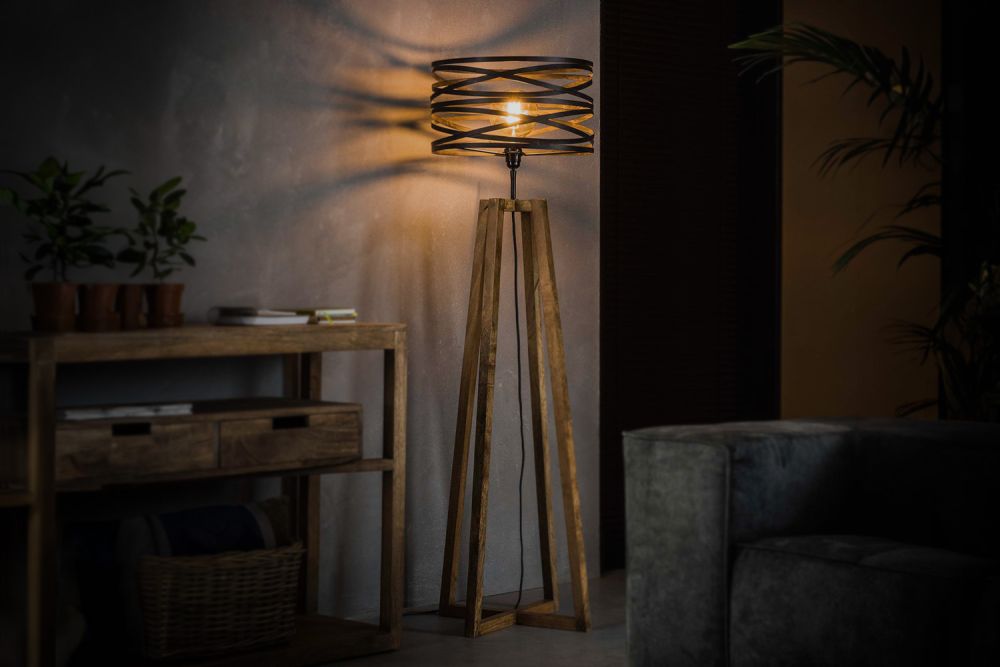 KAWOLA Lámpara de pie DALIAN Lámpara de pie madera/metal negro
