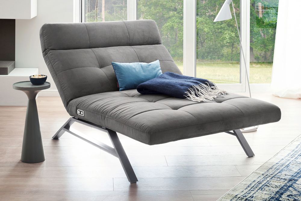 2.ª oportunidad Sillón reclinable KAWOLA Sillón reclinable AMERIVA Maxi Terciopelo gris pié cromado