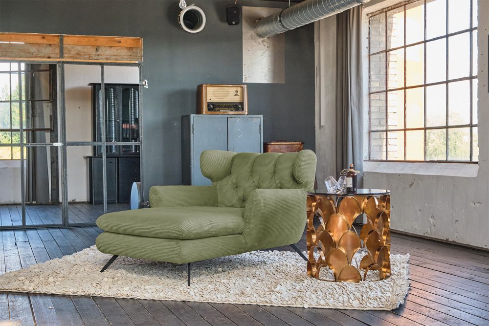 KAWOLA Chaise longue CHARME pana verde oliva