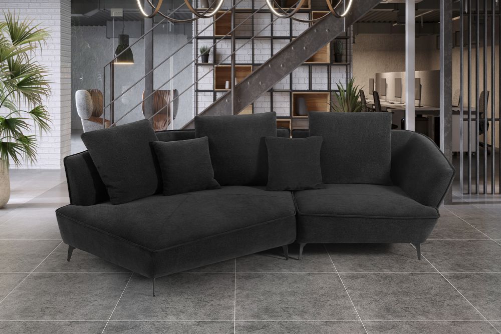 KAWOLA Sofá GARBO Sofá de diseño tela negro