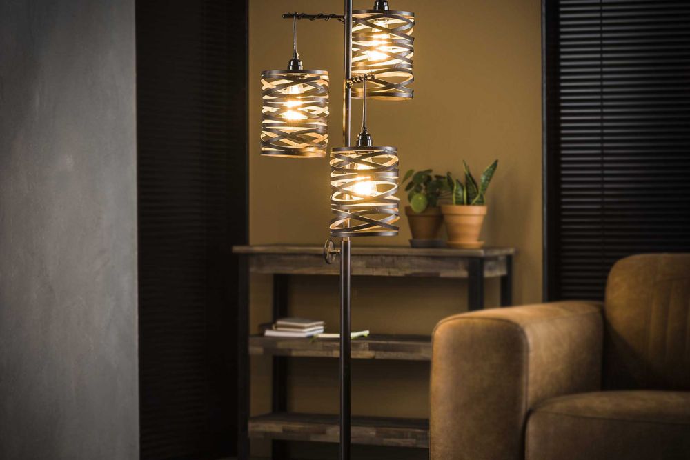 KAWOLA lámpara de pie ALMAS lámpara de pie 3 luces metal negro