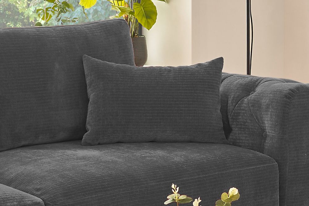 KAWOLA cojín puntiagudo SEPHI rectangular pana vintage antracita