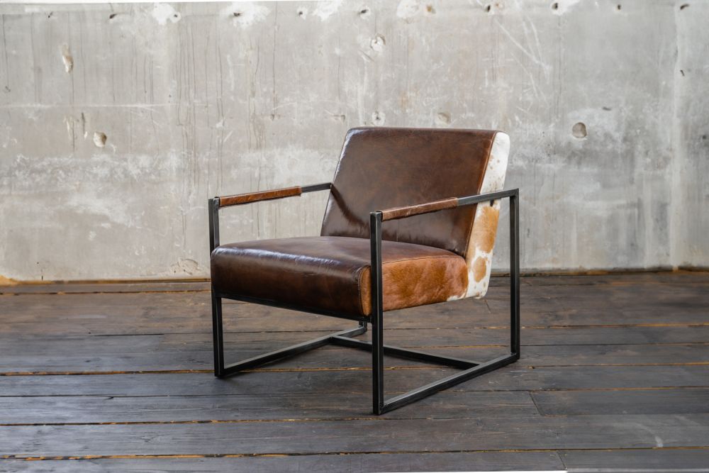 KAWOLA sillón LIANO cuero vintage marrón oscuro