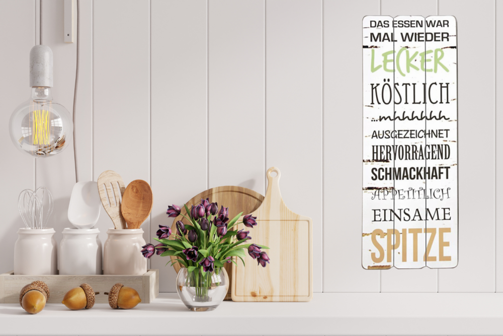 Placa de pared con imagen deco que dice "Das Essen war mal wieder..."